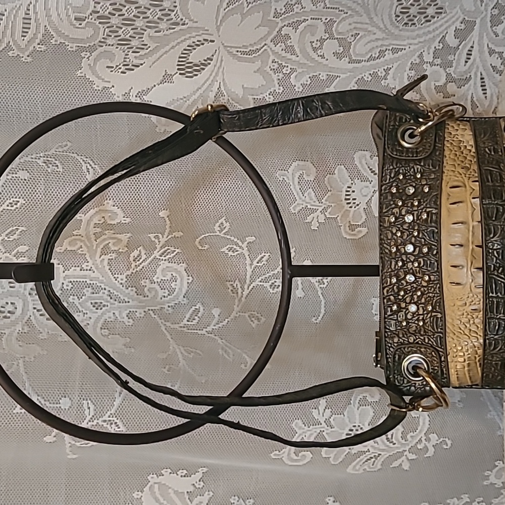 Crocodile Embossed Leather Crossbody Bag Womens - Picture 3 of 5